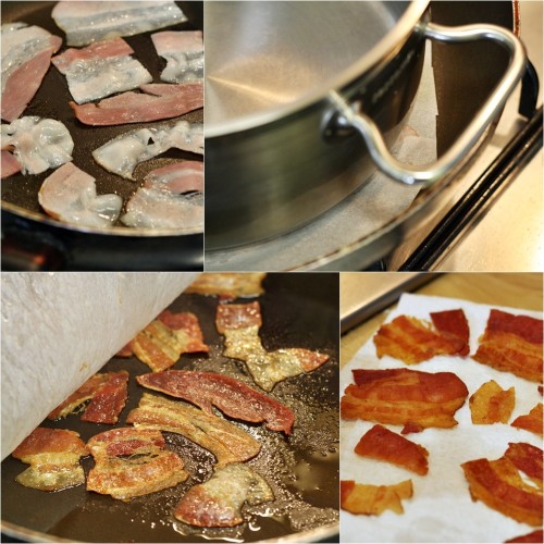 Příprava slaninových plátků